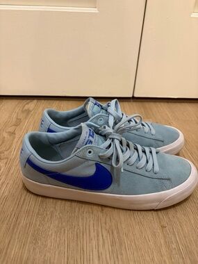 Nike Light Blue blazer Suede Sneakers with Bold Blue Swoosh